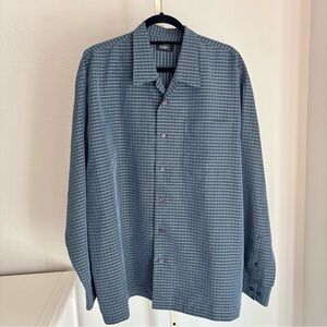 Haggar Blue Plaid Print Long Sleeved Collared
Shirt, Size XL